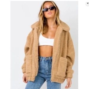 I.AM.GIA teddy Sherpa oversized coat, tan, size Small, pre owned, like new